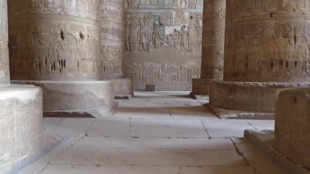 Interno del tempio di Dendera o Tempio di Hathor. Egitto. Dendera, Denderah, è una piccola città in Egitto. Complesso del Tempio di Dendera, uno dei siti templari meglio conservati dell'antico Alto Egitto . — Video Stock