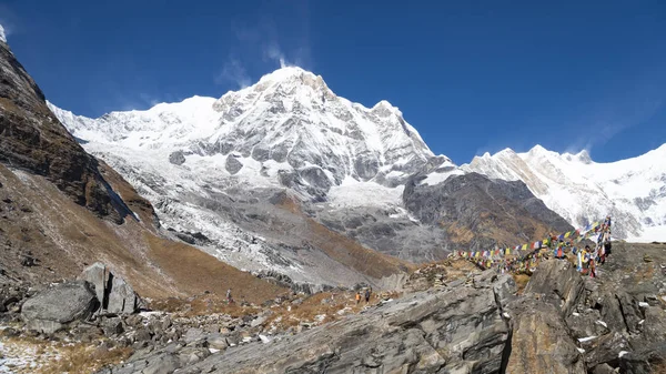 Горный Ландшафт Гималаев Регионе Аннапурна Пик Аннапурны Гималаях Непал Лагерь — стоковое фото