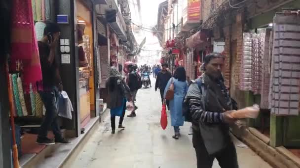 Kathmandu , Nepal - October 2018: Walking along the streets of Kathmandu, Nepal. People and traffic in Kathmandu, Nepal. — Stock Video