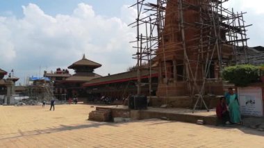 Katmandu, Nepal - Ekim 2018: Durbar square Bhaktapur Katmandu, Nepal. Bhaktapur Unesco Dünya Mirasları biridir.