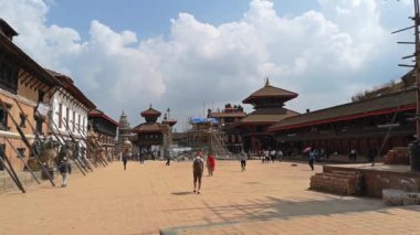 Katmandu, Nepal - Ekim 2018: Durbar square Bhaktapur Katmandu, Nepal. Bhaktapur Unesco Dünya Mirasları biridir.