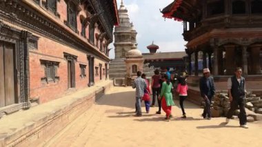 Katmandu, Nepal - Ekim 2018: Durbar square Bhaktapur Katmandu, Nepal. Bhaktapur Unesco Dünya Mirasları biridir.
