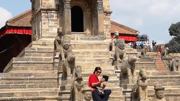 Kathmandu Nepal Oktober 2018 Durbar Square Bhaktapur Kathmandu Nepal Bhaktapur — Stockvideo