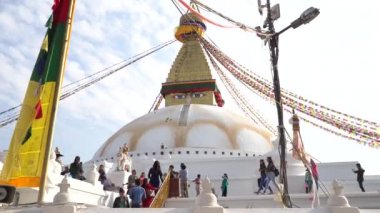Katmandu, Nepal - Ekim 2018: Boudhanath Stupa Katmandu, Nepal. Boudhanath bir stupa Katmandu, Nepal var. 11 km Merkezi'nden ve Katmandu kuzeydoğu eteklerinde yer alan stupa'nın büyük mandala en büyük sp biri yapar