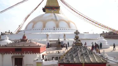 Katmandu, Nepal - Ekim 2018: Boudhanath Stupa Katmandu, Nepal. Boudhanath bir stupa Katmandu, Nepal var. 11 km Merkezi'nden ve Katmandu kuzeydoğu eteklerinde yer alan stupa'nın büyük mandala en büyük sp biri yapar