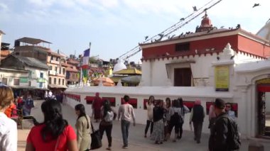 Katmandu, Nepal - Ekim 2018: Boudhanath Stupa Katmandu, Nepal. Boudhanath bir stupa Katmandu, Nepal var. 11 km Merkezi'nden ve Katmandu kuzeydoğu eteklerinde yer alan stupa'nın büyük mandala en büyük sp biri yapar