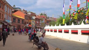 Katmandu, Nepal - Ekim 2018: Boudhanath Stupa Katmandu, Nepal. Boudhanath bir stupa Katmandu, Nepal var. Nepal en büyük küresel stupas biridir.