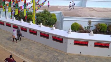 Katmandu, Nepal - Ekim 2018: Boudhanath Stupa Katmandu, Nepal. Boudhanath bir stupa Katmandu, Nepal var. Nepal en büyük küresel stupas biridir.