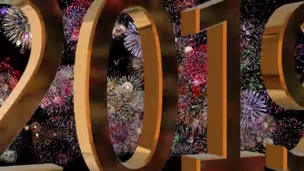 Nowy Rok 2019 Tle Programu Fireworks Koncepcja Nowego Roku Tło — Wideo stockowe