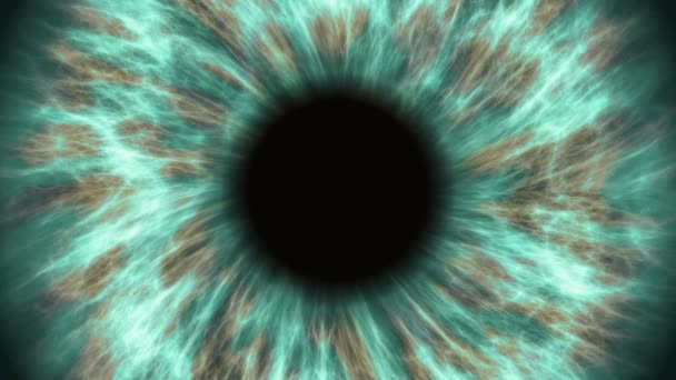 Lidské oko zelené roztažení a uzavírání smluv. Velmi podrobné extrémní detail iris a žák.