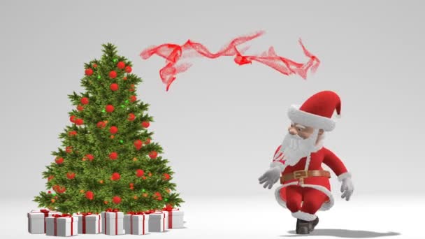 Babbo Natale Balla Vicino All Albero Natale Concetto Natale Capodanno — Video Stock