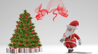 Noel Baba Noel ağacının yanında dans. Noel ve yeni yıl kavramı. Sorunsuz döngü.