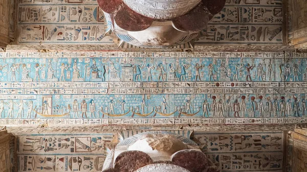 Denderai Templom Vagy Templom Hathor Belsejében Egyiptom Dendera Pontosan Dendera — Stock Fotó