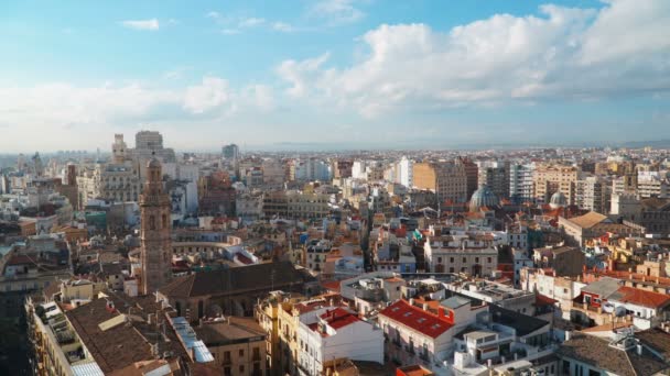 Valencia Skyline luchtfoto, time-lapse. Valencia, Spanje. — Stockvideo