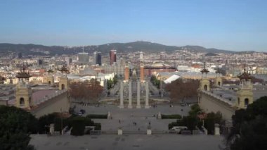 Barcelona, İspanya - 2019 yaklaşık: Barcelona Plaza de Espana, İspanya Plaza, Barselona, İspanya, sabah.