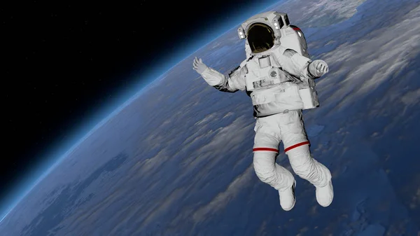 Astronot SPACEWALK, astronot açık alanda. NASA tarafından döşenmiş bu görüntünün elemanları. 3B işleme