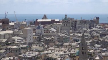 Cenova eski kent hava görünümü. Genova Skyline, Italya.