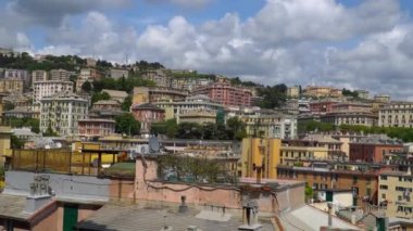Cenova eski kent hava görünümü. Genova Skyline, Italya.