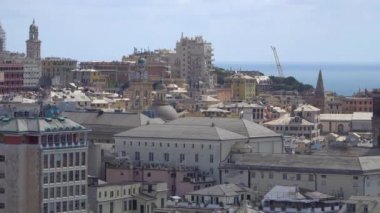 Cenova eski kent hava görünümü. Genova Skyline, Italya.
