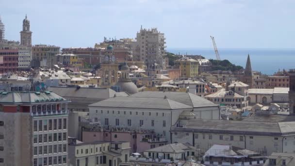 Vista Aérea Del Casco Antiguo Génova Genova Skyline Italia — Vídeo de stock