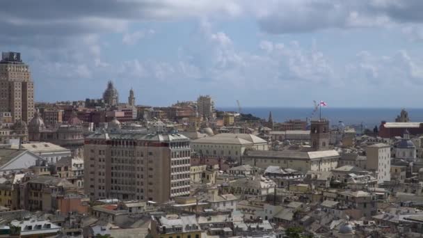 Letecký Pohled Staré Město Janov Genova Skyline Itálie — Stock video
