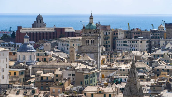 Aerial View of Old Town Genoa. Genova Skyline, Italy. — Stock Photo, Image