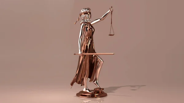 Statue of Justice, Themis, Femida with scales and a sword in his hands.3D rendering.