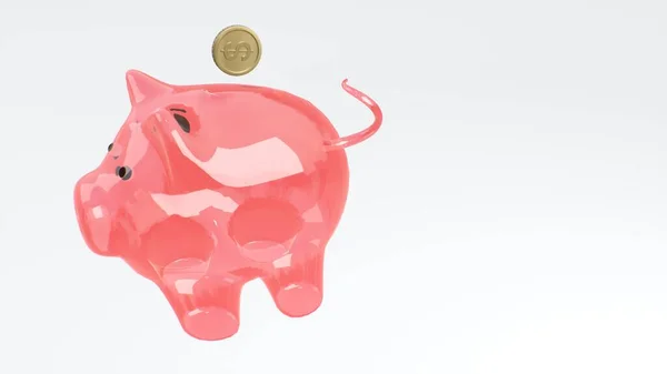 Монеты Попадают Розовый Стеклянный Копилку Символ Богатства Бережливости Эффективного Инвестиционного — стоковое фото