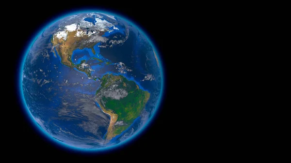 美丽的地球在太空中与星空相对照 3D渲染 — 图库照片