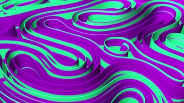 Renkli dalgalı çizgili sıra animasyon 3D canlandırma. Hareket tasarımı. Yumuşak hipnoz deseni.