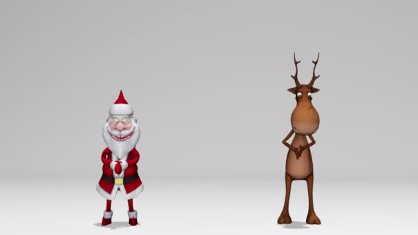 Funny Cheerful Crazy Santa Claus Deer Animation Concept Christmas New — Stock Video