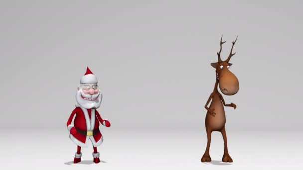 Divertente Allegro Babbo Natale Pazzo Animazione Cervi Concetto Natale Capodanno — Video Stock