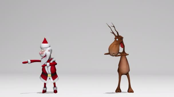 Funny Munter Skøre Santa Claus Hjorte Animation Begrebet Jul Nytår – Stock-video