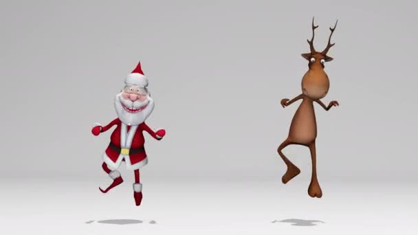 Amusant Joyeux Fou Père Noël Animation Cerf Concept Noël Nouvel — Video