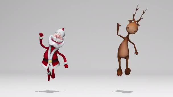 Funny Munter Skøre Santa Claus Hjorte Animation Begrebet Jul Nytår – Stock-video