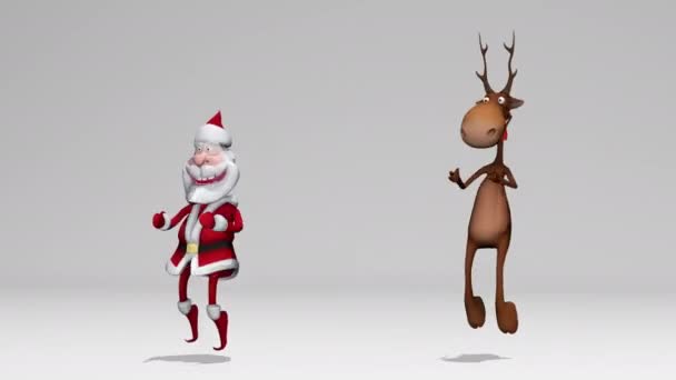 Funny Cheerful Crazy Santa Claus Deer Animation Concept Christmas New — Stock Video