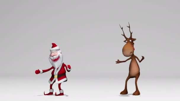 Lustige Fröhliche Verrückte Weihnachtsmänner Und Hirsch Animation Das Konzept Von — Stockvideo