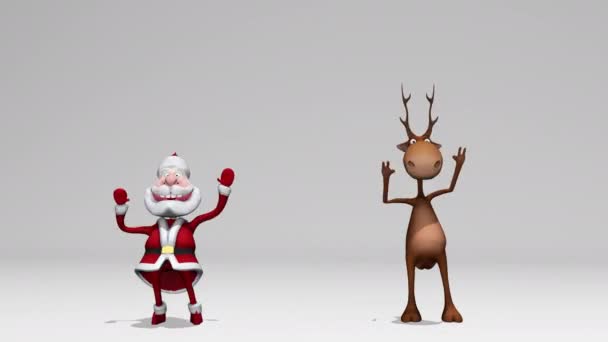 Divertente Allegro Babbo Natale Pazzo Animazione Cervi Concetto Natale Capodanno — Video Stock