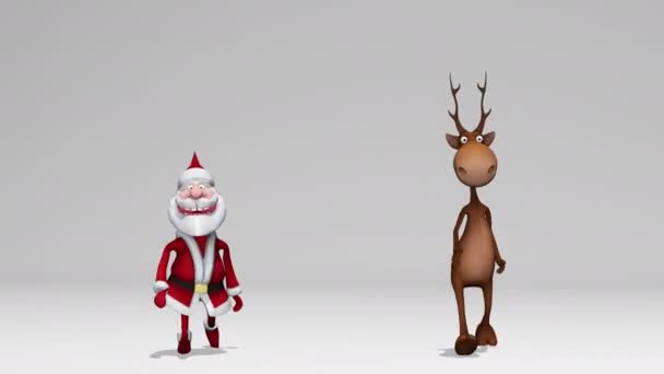 Vicces Vidám Őrült Mikulás Szarvas Animáció Karácsony Újév Fogalma Zökkenőmentes — Stock videók