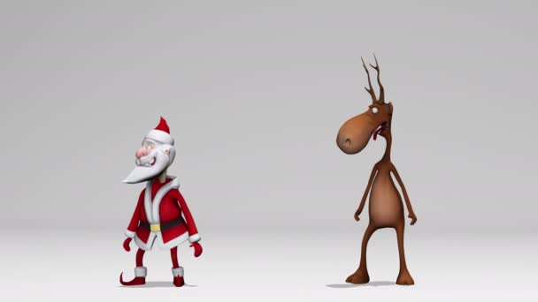 Amuzant Vesel Nebun Moș Crăciun Cerb Animație Conceptul Crăciun Anul — Videoclip de stoc