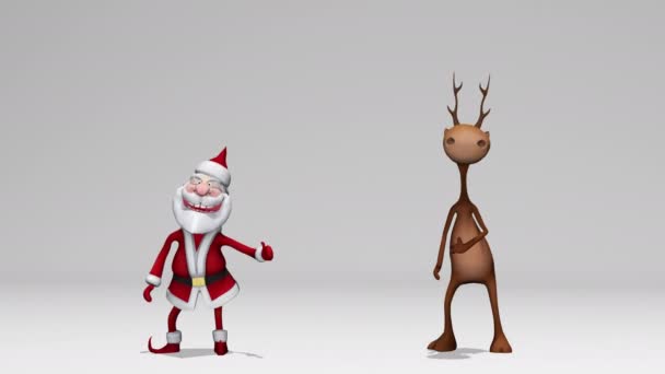 Grappige Vrolijke Gekke Kerstman Hertenanimatie Het Concept Van Kerstmis Nieuwjaar — Stockvideo