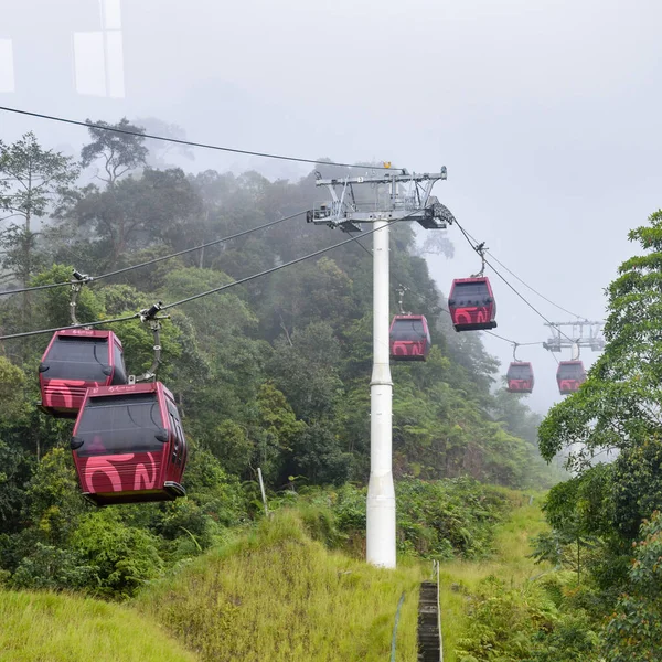 Teleférico Teleférico Que Baja Kualampur Las Tierras Altas Sky View — Foto de Stock