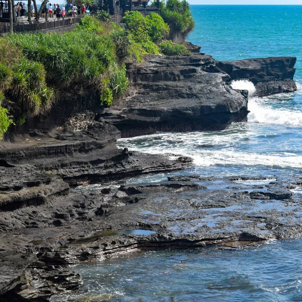 Abend Tanha Lot Bali Indonesien Schöne Tanha Lot Strandsicht Abend — Stockfoto