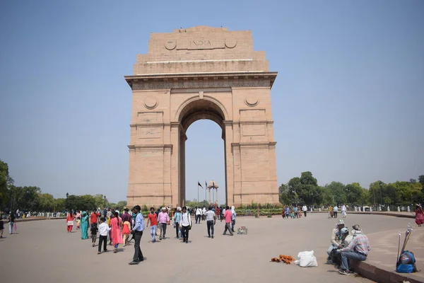 Índia Gate Nova Deli Março 2020 Memorial Guerra Estilo Arquitetônico — Fotografia de Stock