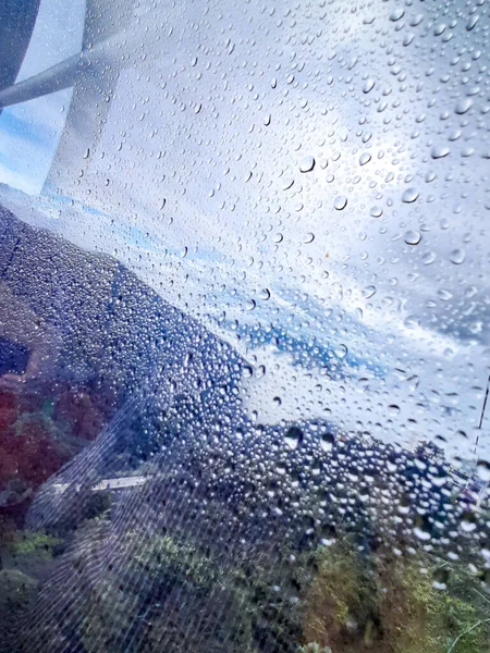 Vue Téléphérique Genting Highland Avec Eau Tombée Sur Verre Kuala — Photo