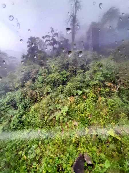 Vista Teleférico Para Genting Highland Com Água Caiu Sobre Vidro — Fotografia de Stock