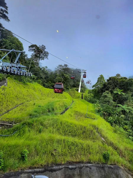 Teleférico Ropeway Subindo Kualampur Para Terras Altas Suaves Sky View — Fotografia de Stock