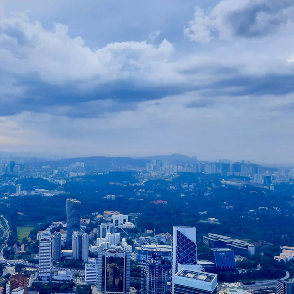 Cityscape Kuala Lumpur Iconic Buildings Petronas Twin Tower Aerial View — Stock Photo, Image