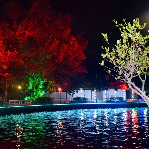 Vista Del Río Malaca Por Noche Lugar Popular Vida Nocturna —  Fotos de Stock