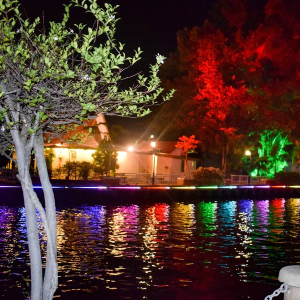 Vista Del Río Malaca Por Noche Lugar Popular Vida Nocturna —  Fotos de Stock